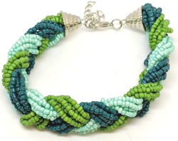 Blue and Green Seed Bead Bracelet