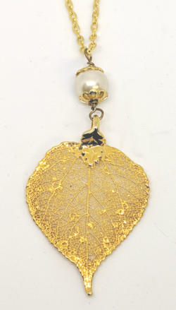 24 KT Gold Aspen Leaf Pendant