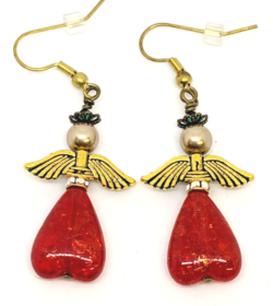 Red Heart Angel Earrings