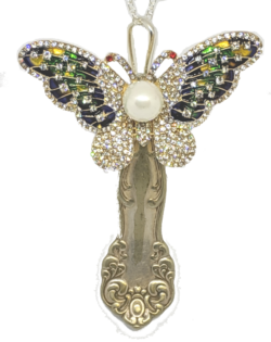 Fancy Crystal Butterfly Spoon Necklace